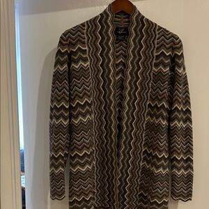Brown Zigzag Pattern Cardigan
